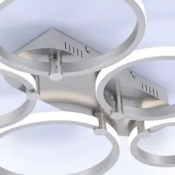 LED Deckenleuchte silber 5-flammig, modern, Ring, futuristisch