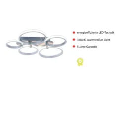 LED Deckenleuchte silber 5-flammig, modern, Ring, futuristisch