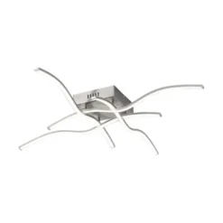 LED Deckenleuchte silber, 4 Leuchtarme, geschwungene Rautenform, warmweiß