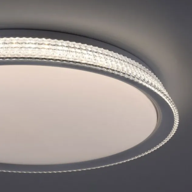 LED Deckenleuchte, silber, rund, dimmbar, warmweiß, 3000K
