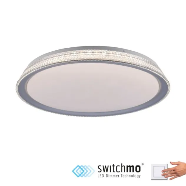 LED Deckenleuchte, silber, rund, dimmbar, warmweiß, 3000K