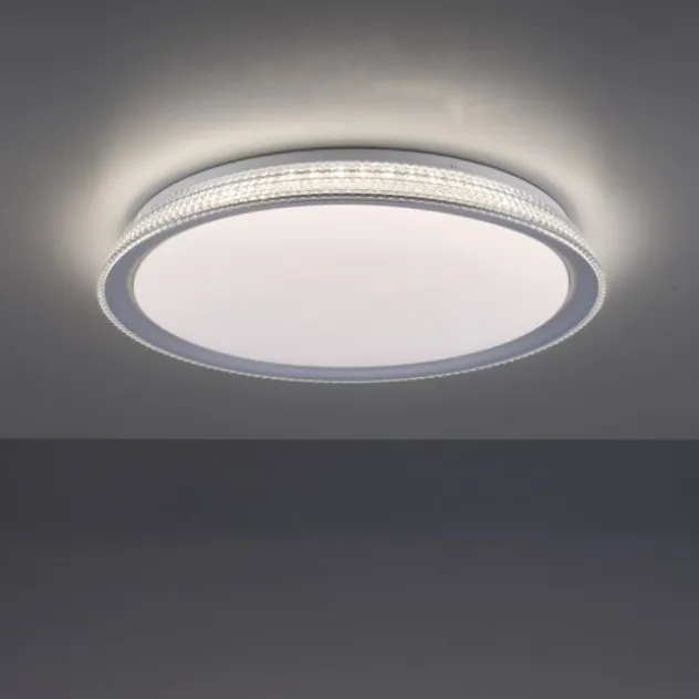 LED Deckenleuchte, silber, rund, dimmbar, warmweiß, 3000K