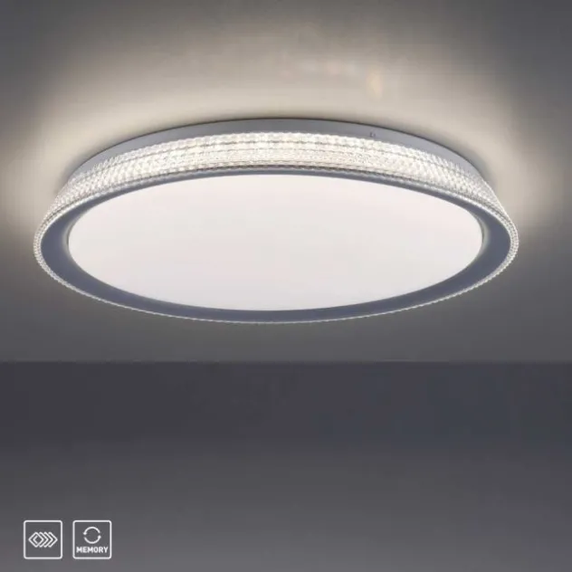 LED Deckenleuchte, silber, rund, dimmbar, warmweiß, 3000K