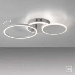 LED Deckenleuchte silber rund schlicht warmweiß Licht