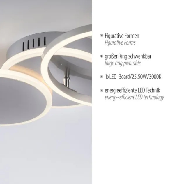 LED Deckenleuchte silber rund schlicht warmweiß Licht