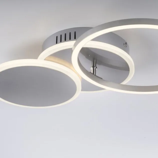 LED Deckenleuchte silber rund schlicht warmweiß Licht