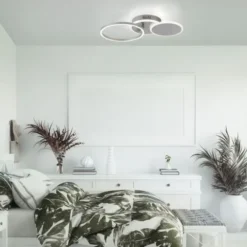 LED Deckenleuchte silber rund schlicht warmweiß Licht