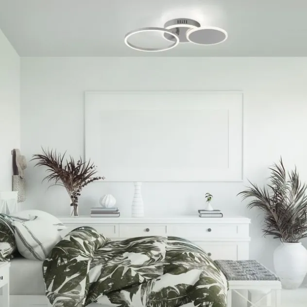 LED Deckenleuchte silber rund schlicht warmweiß Licht