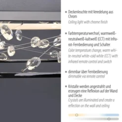 LED Deckenleuchte SKINA, chrom, quadratisch dimmbar, Funk-Fernbedienung