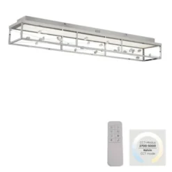 LED Deckenleuchte SKINA, chrom, quadratisch, dimmbar, Funk-Fernbedienung, Memoryfunktion