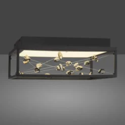 LED Deckenleuchte SKINA, schwarz, quadratisch, dimmbar, Funk-Fernbedienung, Memory