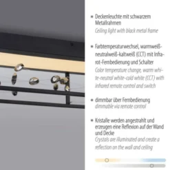 LED Deckenleuchte SKINA, schwarz, dimmbar, Funk-Fernbedienung,, Memoryfunktion