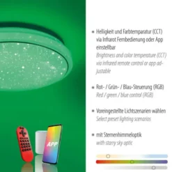 LED Deckenleuchte, Smart Home, RGB Farbwechsel, dimmbar, Lichtfarbsteuerung