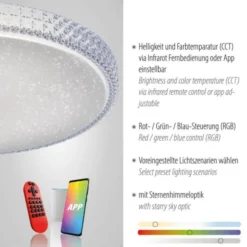 LED-Deckenleuchte, Smart Home, Lichtfarbsteuerung, Farbwechsel, dimmbar
