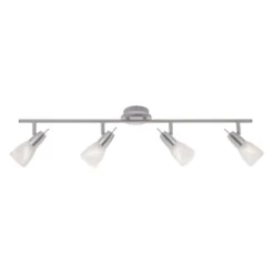 LED-Deckenleuchte, stahlfarben, warmweiße Lichtfarbe, 4 flammig, modern