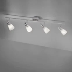 LED-Deckenleuchte, stahlfarben, warmweiße Lichtfarbe, 4 flammig, modern