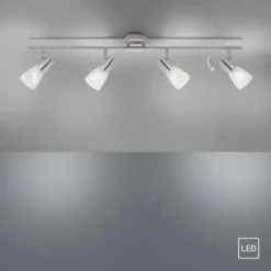 LED-Deckenleuchte, stahlfarben, warmweiße Lichtfarbe, 4 flammig, modern