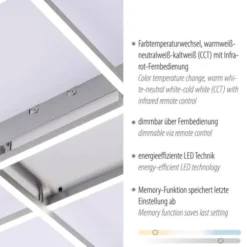 LED-Deckenleuchte, stahlfarben, CCT Steuerung , dimmbar, modern