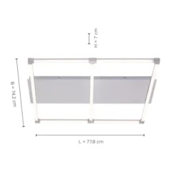 LED Deckenleuchte, stahlfarben, quadratisch, modern, 78x74cm