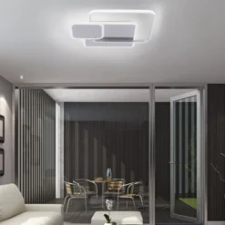 LED Deckenleuchte, stahlfarben, modern, Lichtfarbensteuerung, dimmbar