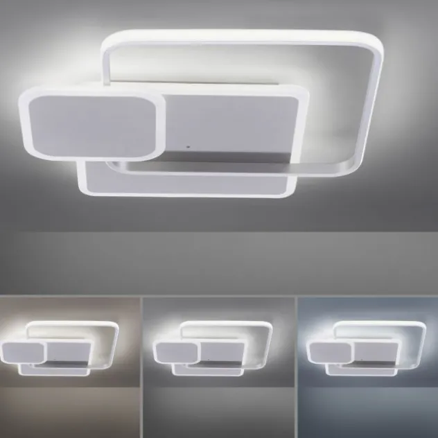 LED Deckenleuchte, stahlfarben, modern, Lichtfarbensteuerung, dimmbar