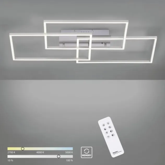 LED Deckenleuchte, stahlfarben, modernes Design, CCT-Steuerung, Flur