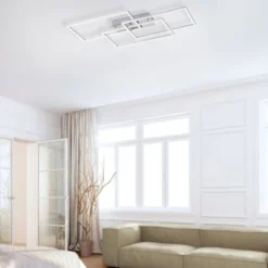 LED Deckenleuchte, stahlfarben, modernes Design, CCT-Steuerung, Flur