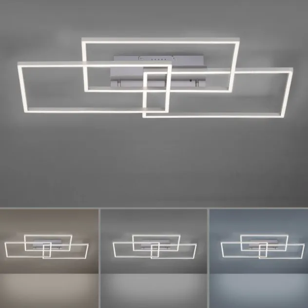 LED Deckenleuchte, stahlfarben, modernes Design, CCT-Steuerung, Flur