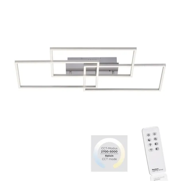 LED Deckenleuchte, stahlfarben, modernes Design, CCT-Steuerung, Flur