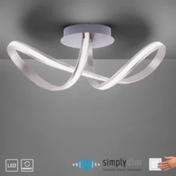 LED Deckenleuchte, stahlfarben, geschwungenes Design, inkl. Dimmfunktion
