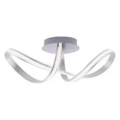 LED Deckenleuchte, stahlfarben, geschwungenes Design, inkl. Dimmfunktion