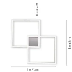 LED Deckenleuchte stahlfarben, quadratisch, Smart Home fähig, dimmbar, Fernbedienung
