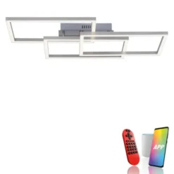 LED Deckenleuchte, stahlfarben, quadratisch, Smar Home fähig