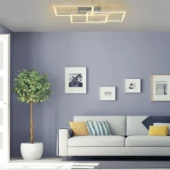 LED Deckenleuchte, stahlfarben, quadratisch, Smar Home fähig