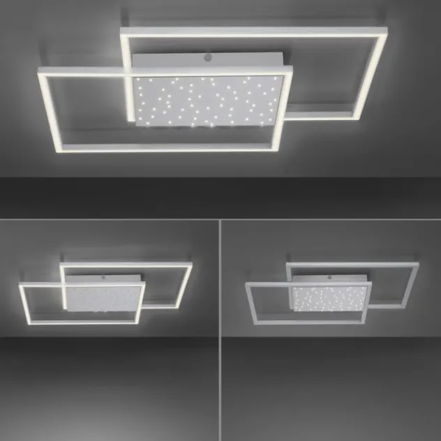 LED-Deckenleuchte, stahlfarben, Fernbdienung, dimmbar, CCT