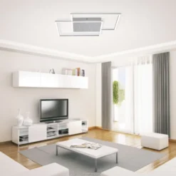 LED-Deckenleuchte, stahlfarben, Fernbdienung, dimmbar, CCT