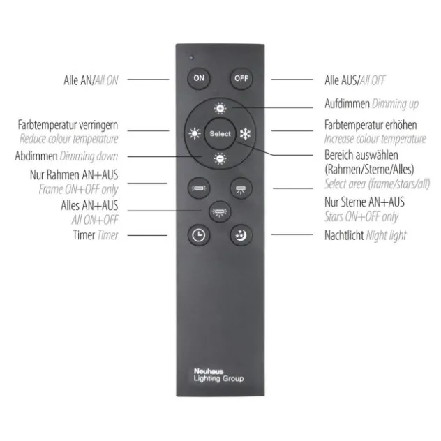 LED-Deckenleuchte, stahlfarben, Fernbdienung, dimmbar, CCT