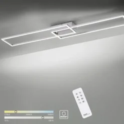 LED Deckenleuchte, stahlfarben, dimmbar, CCT, modern, 110cm lang
