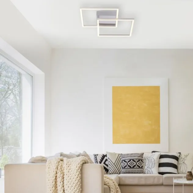 LED Deckenleuchte, stahlfarben, quadratisch, modern, energiesparend