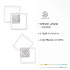LED Deckenleuchte, stahlfarben, quadratisch, modern, energiesparend