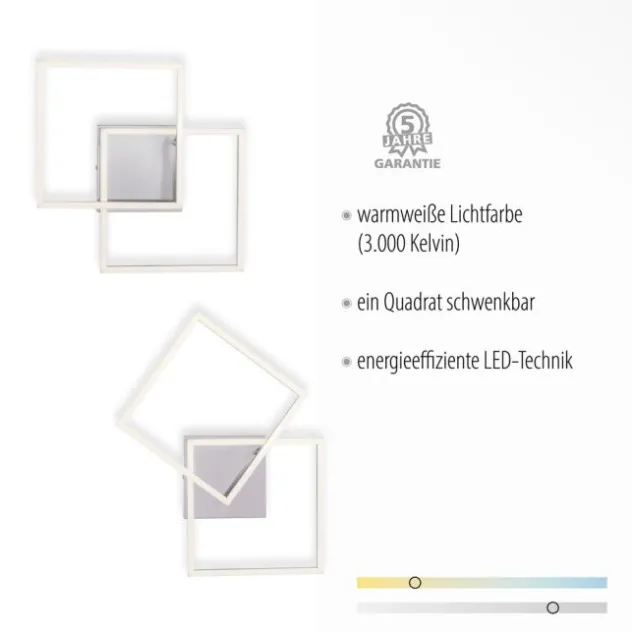 LED Deckenleuchte, stahlfarben, quadratisch, modern, energiesparend