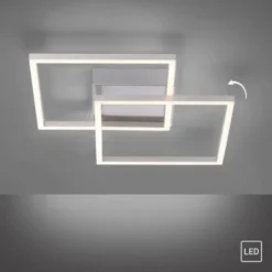 LED Deckenleuchte, stahlfarben, quadratisch, modern, energiesparend
