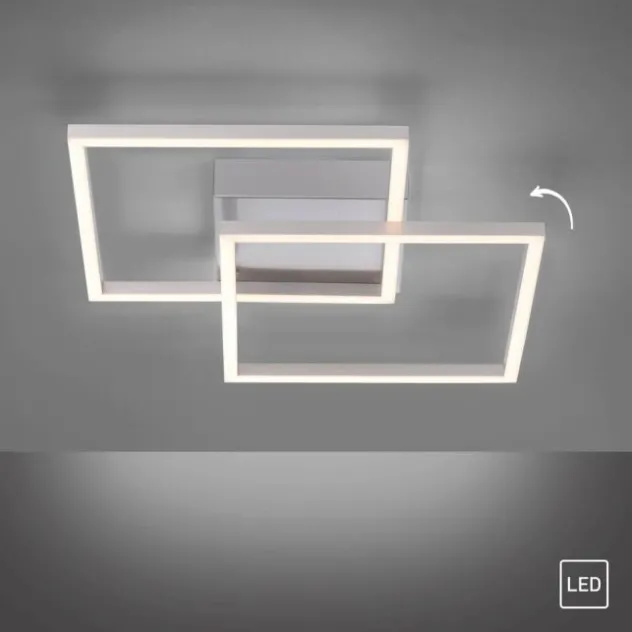 LED Deckenleuchte, stahlfarben, quadratisch, modern, energiesparend