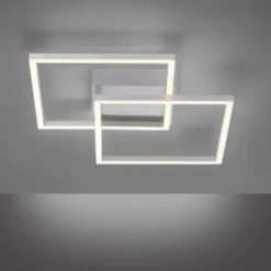 LED Deckenleuchte, stahlfarben, quadratisch, modern, energiesparend
