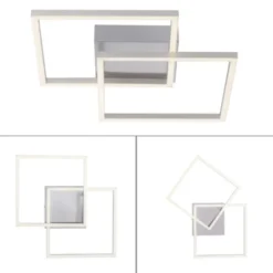 LED Deckenleuchte, stahlfarben, quadratisch, modern, energiesparend