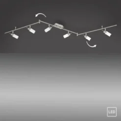 LED-Deckenleuchte, stahlfarben, 6-flammig, verstellbar, GU10