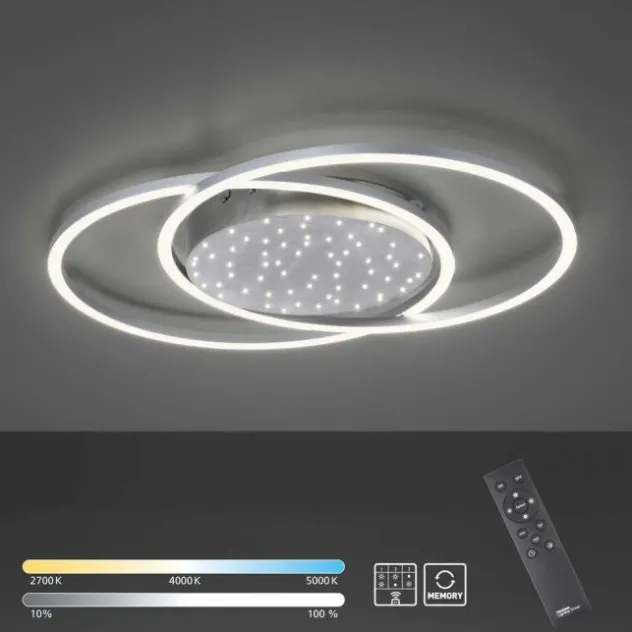 LED-Deckenleuchte, stahlfarben, Fernbdienung, dimmbar, CCT