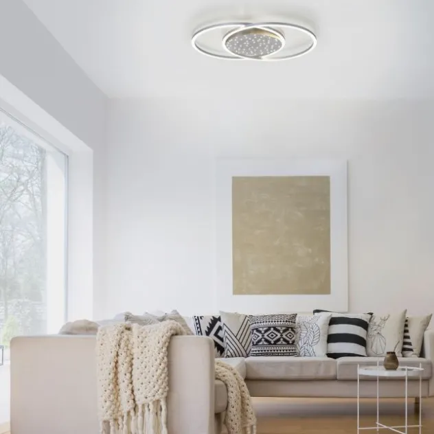 LED-Deckenleuchte, stahlfarben, Fernbdienung, dimmbar, CCT