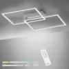 LED Deckenleuchte, stahlfarben, 2-flammig, dimmbar, geometrisches Design