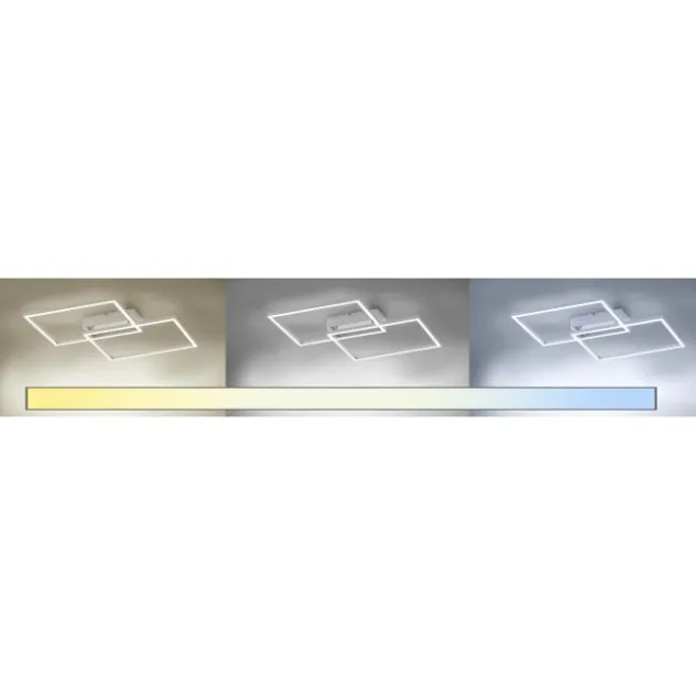 LED Deckenleuchte, stahlfarben, 2-flammig, dimmbar, geometrisches Design